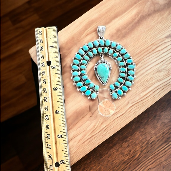 Large Turquoise Naja Pendant in Solid Sterling Silver - Picture 7 of 16